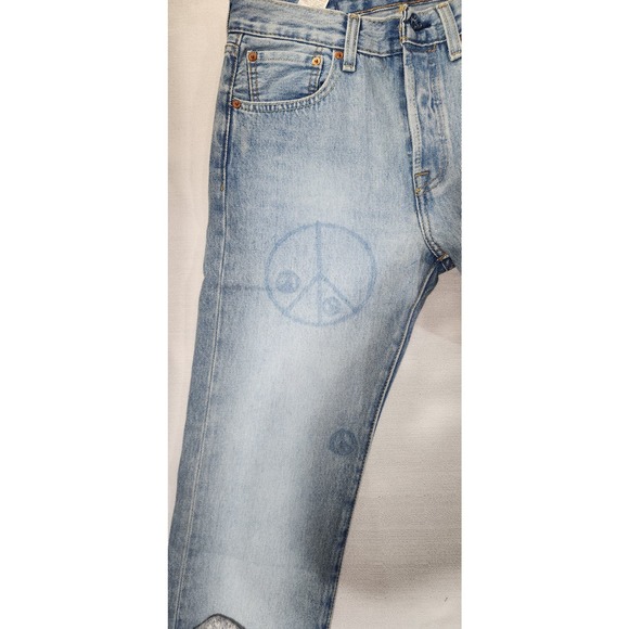 Levi's 501 original W28xL30 sit at waist with peace signs men-button fly - Picture 4 of 6